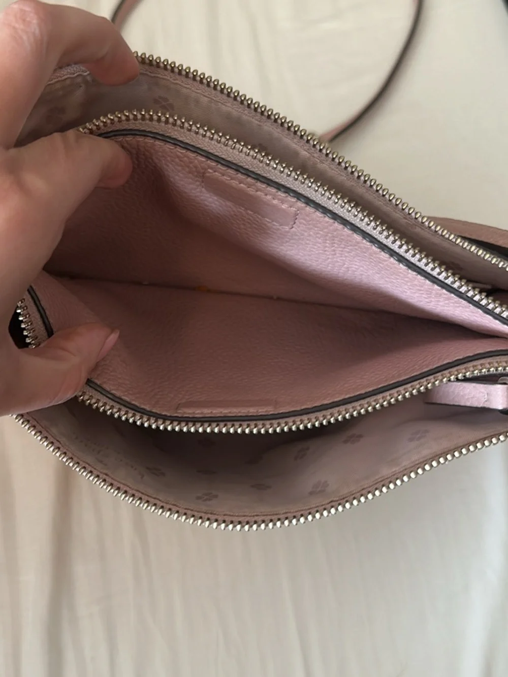 kate spade Rose Pink Pebbled Leather Crossbody with Spade Logo